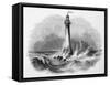 Skerryvore Lighthouse with Rough Sea-null-Framed Stretched Canvas