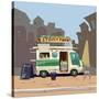 Sketch car street food, city, cartoon, coffee, hot dog, vector illustration-Valeri Hadeev-Stretched Canvas