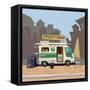 Sketch car street food, city, cartoon, coffee, hot dog, vector illustration-Valeri Hadeev-Framed Stretched Canvas