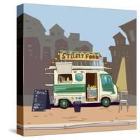 Sketch car street food, city, cartoon, coffee, hot dog, vector illustration-Valeri Hadeev-Stretched Canvas