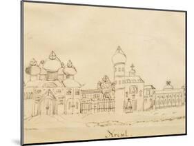 Sketch Depicting the Kremlin by Robert Schumann, 1844, Russia 19th Century-null-Mounted Giclee Print