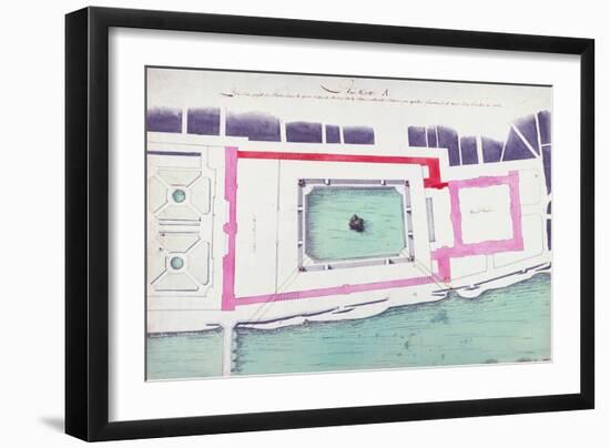 Sketch for a Pond Between the Louvre and the Palais National-Charles De Wailly-Framed Giclee Print