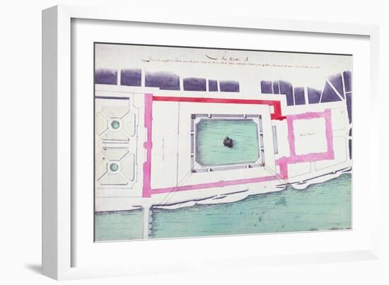 Sketch for a Pond Between the Louvre and the Palais National-Charles De Wailly-Framed Giclee Print