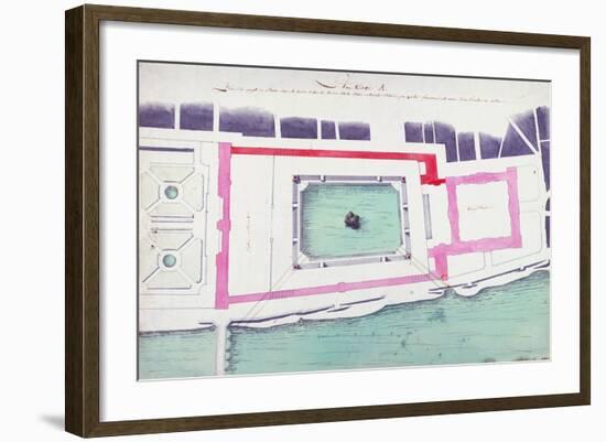 Sketch for a Pond Between the Louvre and the Palais National-Charles De Wailly-Framed Giclee Print