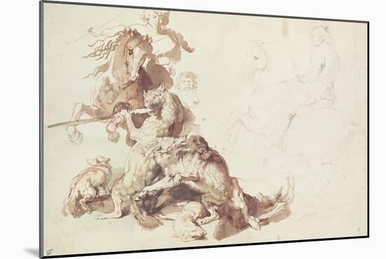 Sketch for a Wolf Hunt-Peter Paul Rubens-Mounted Giclee Print