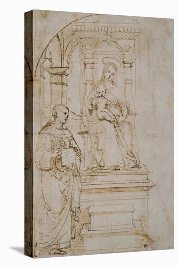 Sketch for An Enthroned Virgin And Child With Saint Nicholas of Tolentino-Raphael-Stretched Canvas