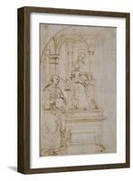 Sketch for An Enthroned Virgin And Child With Saint Nicholas of Tolentino-Raphael-Framed Giclee Print