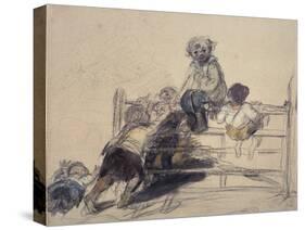 Sketch for 'Happy as a King', 19Th Century (Drawing)-William Collins-Stretched Canvas