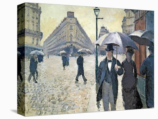 Sketch for 'Paris Street; Rainy Day', 1877 (Pre-Restoration)-Gustave Caillebotte-Stretched Canvas