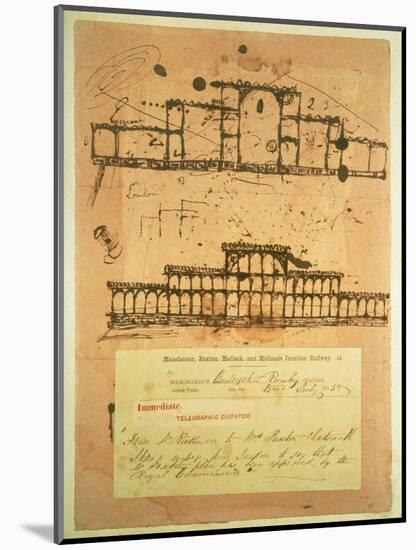 Sketch for the Crystal Palace, Built for the Great Exhibition of 1851, 1850-Paxton-Mounted Giclee Print