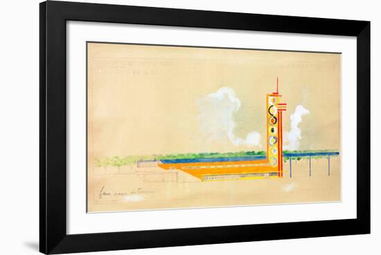 Sketch for the Exterior Design of the Train Pavillion, 1937-Robert Delaunay-Framed Giclee Print