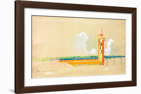 Sketch for the Exterior Design of the Train Pavillion, 1937-Robert Delaunay-Framed Giclee Print