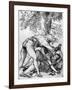 Sketch for the 'Jealous Husband' in the Scuola Del Santo, C1510-Titian (Tiziano Vecelli)-Framed Giclee Print