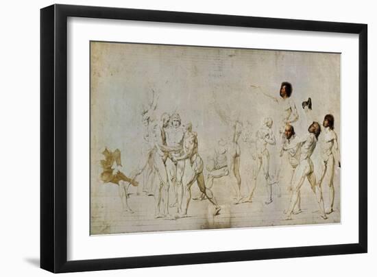 Sketch for the Oath of the Jeu De Paume-Jacques-Louis David-Framed Giclee Print