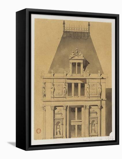 Sketch for the Reconstruction of the Paris City Hall-Gabriel Davioud-Framed Stretched Canvas