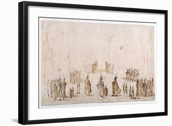 Sketch for the Staging of Groups of Figures in 'Il Solimano'-Jacques Callot-Framed Giclee Print