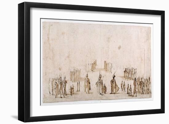 Sketch for the Staging of Groups of Figures in 'Il Solimano'-Jacques Callot-Framed Giclee Print