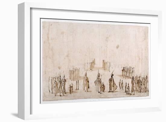 Sketch for the Staging of Groups of Figures in 'Il Solimano'-Jacques Callot-Framed Giclee Print