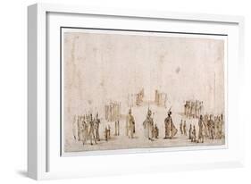 Sketch for the Staging of Groups of Figures in 'Il Solimano'-Jacques Callot-Framed Giclee Print