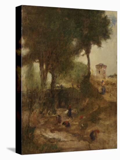 Sketch for Washing Day Near Perugia, 1873-George Snr. Inness-Stretched Canvas