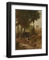Sketch for Washing Day Near Perugia, 1873-George Snr. Inness-Framed Giclee Print