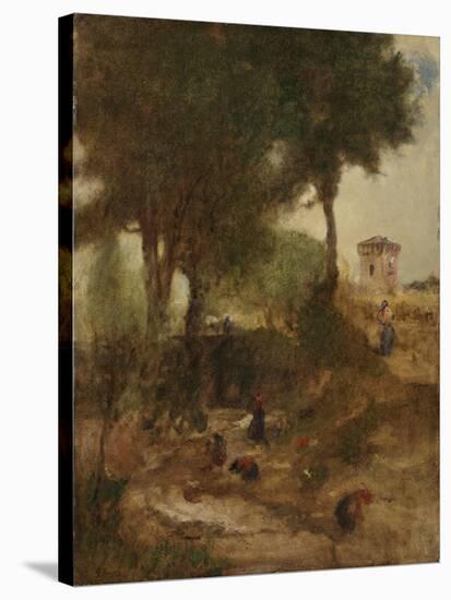 Sketch for Washing Day Near Perugia, 1873-George Snr. Inness-Stretched Canvas