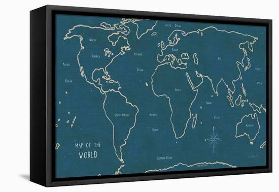 Sketch Map II Blue-Sue Schlabach-Framed Stretched Canvas