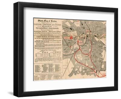 London Chatham And Dover Railway Map Sketch Map Of London Showing The Position Of The London, Chatham And Dover  Railway' Giclee Print | Allposters.com