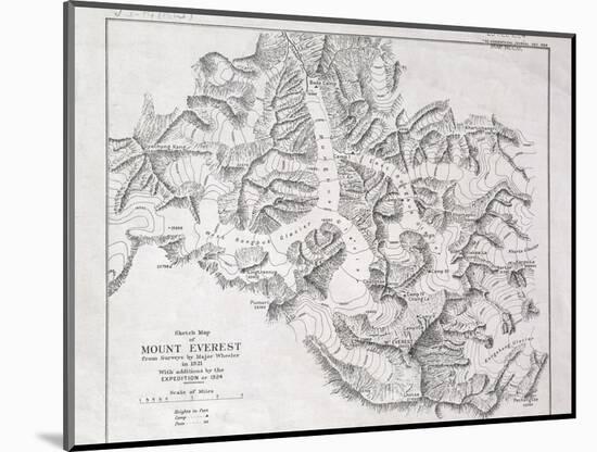 Sketch Map of Mount Everest from Surveys by Major Wheeler in 1921 with Addi-English School-Mounted Giclee Print