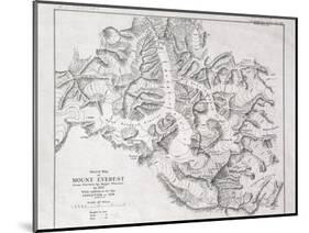 Sketch Map of Mount Everest from Surveys by Major Wheeler in 1921 with Addi-English School-Mounted Giclee Print