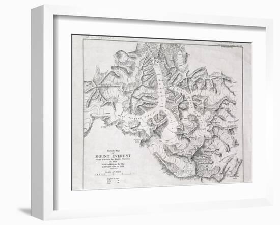 Sketch Map of Mount Everest from Surveys by Major Wheeler in 1921 with Addi-English School-Framed Giclee Print