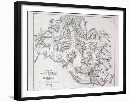 Sketch Map of Mount Everest from Surveys by Major Wheeler in 1921 with Addi-English School-Framed Giclee Print