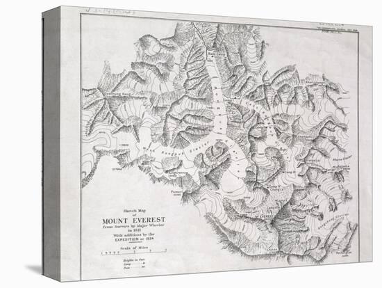 Sketch Map of Mount Everest from Surveys by Major Wheeler in 1921 with Addi-English School-Stretched Canvas