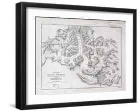 Sketch Map of Mount Everest from Surveys by Major Wheeler in 1921 with Addi-English School-Framed Giclee Print