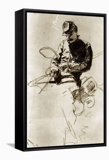 Sketch of a Cavalry Soldier (Civil War)-Winslow Homer-Framed Stretched Canvas