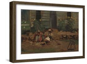 Sketch of a Cottage Yard, c.1876-Winslow Homer-Framed Giclee Print