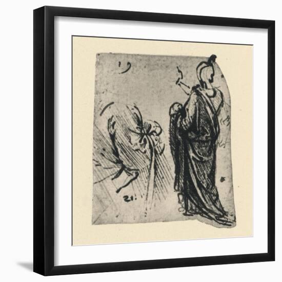 'Sketch of a Draped Figure and Detail of Costume', c1480 (1945)-Leonardo Da Vinci-Framed Giclee Print