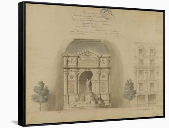 Sketch of a Fountain-Gabriel Davioud-Framed Stretched Canvas