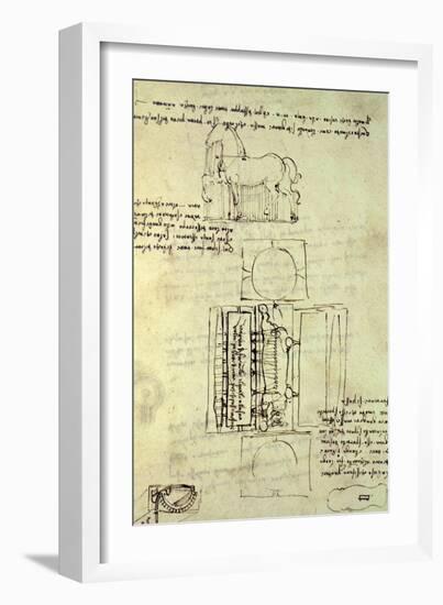 Sketch of a Horse and Various Other Diagrams-Leonardo da Vinci-Framed Giclee Print