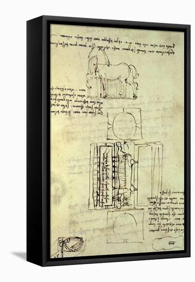 Sketch of a Horse and Various Other Diagrams-Leonardo da Vinci-Framed Stretched Canvas