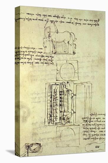 Sketch of a Horse and Various Other Diagrams-Leonardo da Vinci-Stretched Canvas