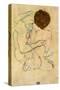Sketch of a Nude Woman-Egon Schiele-Stretched Canvas