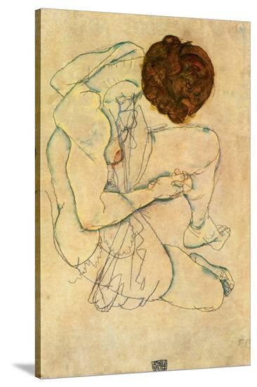 Sketch of a Nude Woman-Egon Schiele-Stretched Canvas