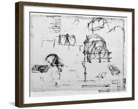 Sketch of a Perpetual Motion Device Designed by Leonardo Da Vinci, C1472-1519-Leonardo da Vinci-Framed Giclee Print