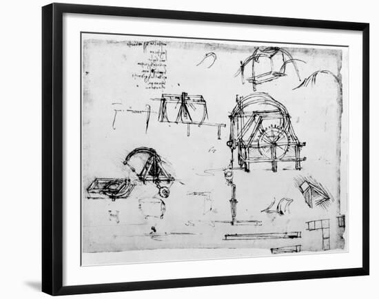 Sketch of a Perpetual Motion Device Designed by Leonardo Da Vinci, C1472-1519-Leonardo da Vinci-Framed Giclee Print