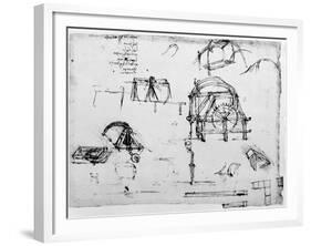 Sketch of a Perpetual Motion Device Designed by Leonardo Da Vinci, C1472-1519-Leonardo da Vinci-Framed Giclee Print