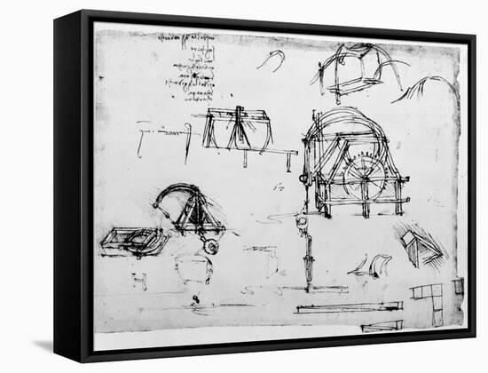 Sketch of a Perpetual Motion Device Designed by Leonardo Da Vinci, C1472-1519-Leonardo da Vinci-Framed Stretched Canvas