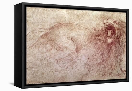 Sketch of a Roaring Lion-Leonardo da Vinci-Framed Stretched Canvas