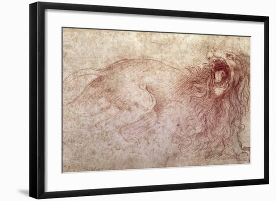 Sketch of a Roaring Lion-Leonardo da Vinci-Framed Giclee Print