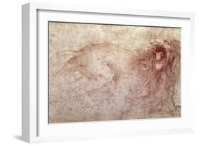 Sketch of a Roaring Lion-Leonardo da Vinci-Framed Giclee Print